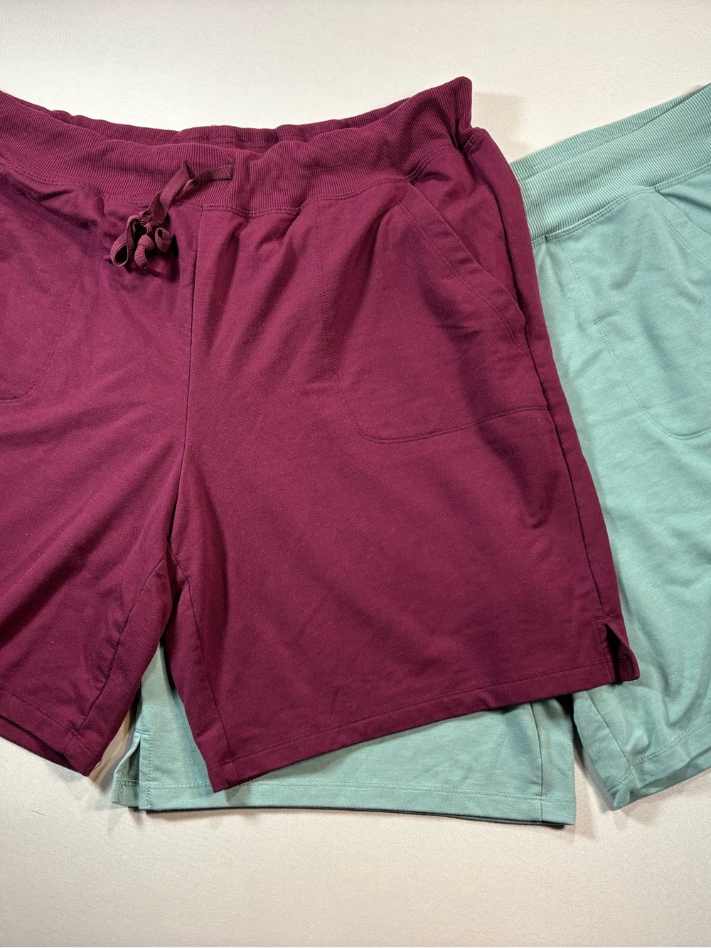 Athletic Works Women’s Drawstring Knit Set of Shorts - Berry and Mint XXXL (22)